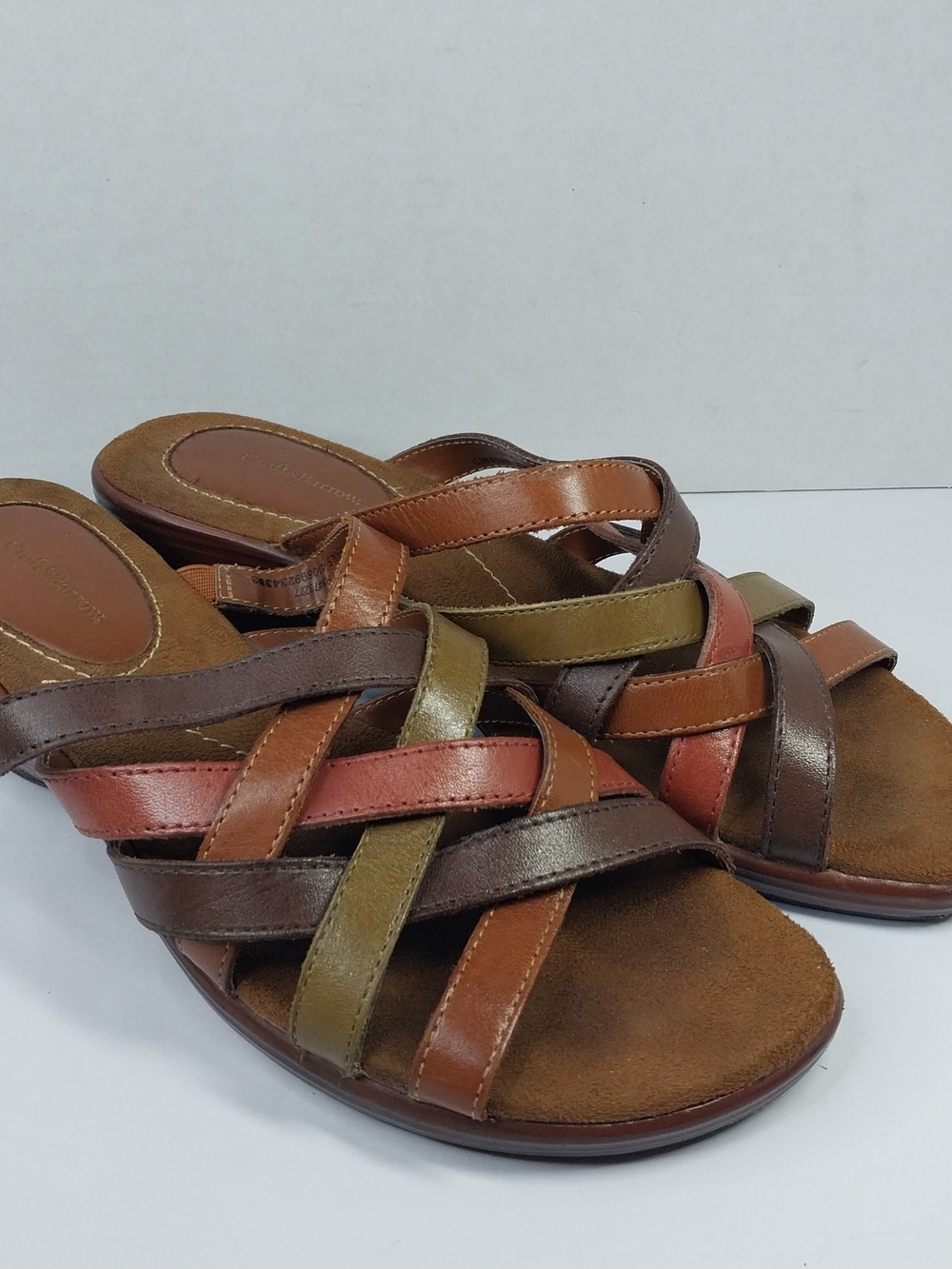Croft & Barrow Multi Leather Strappy Boho Slide Sandals Womens Size 9 M Shoes
